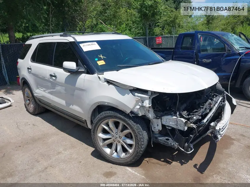 2011 Ford Explorer Limited VIN: 1FMHK7F81BGA87464 Lot: 45588404