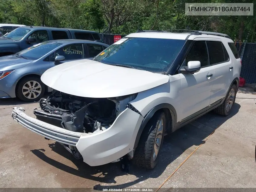 2011 Ford Explorer Limited VIN: 1FMHK7F81BGA87464 Lot: 45588404