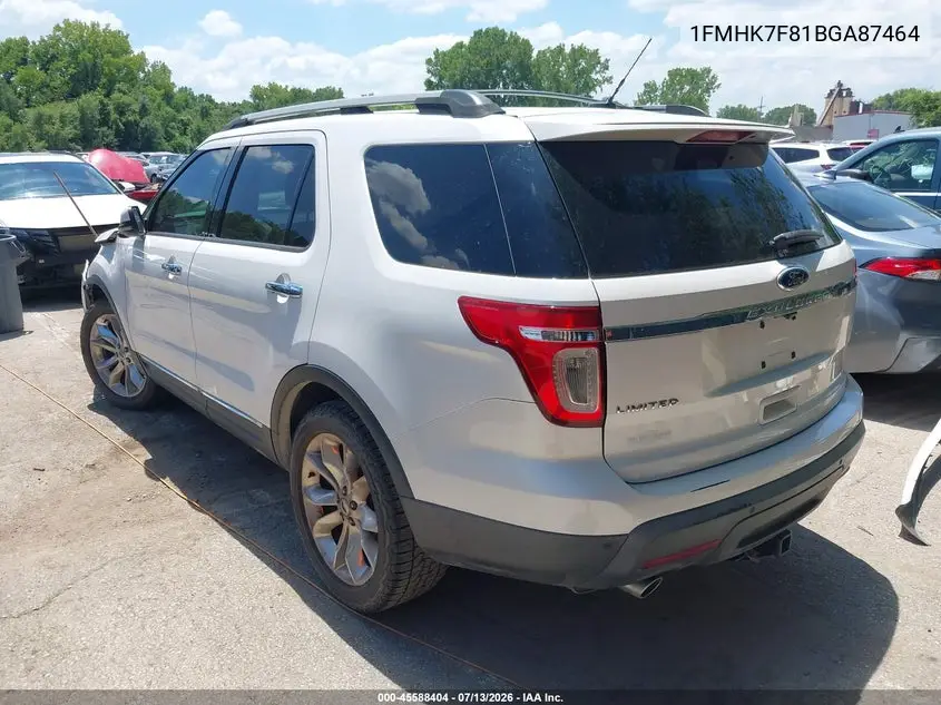 2011 Ford Explorer Limited VIN: 1FMHK7F81BGA87464 Lot: 45588404