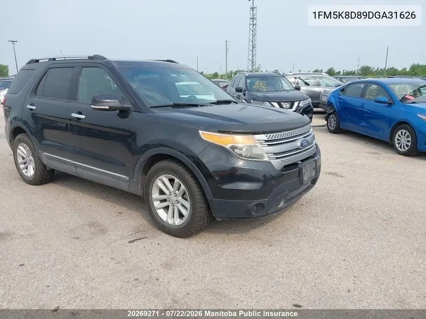 2013 Ford Explorer Xlt VIN: 1FM5K8D89DGA31626 Lot: 20269271