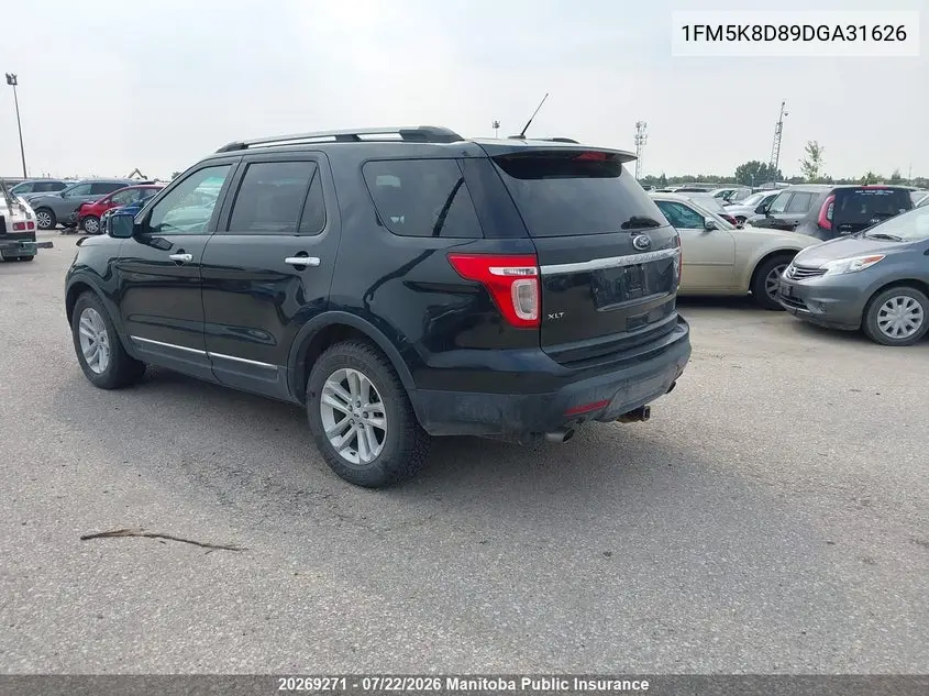 2013 Ford Explorer Xlt VIN: 1FM5K8D89DGA31626 Lot: 20269271