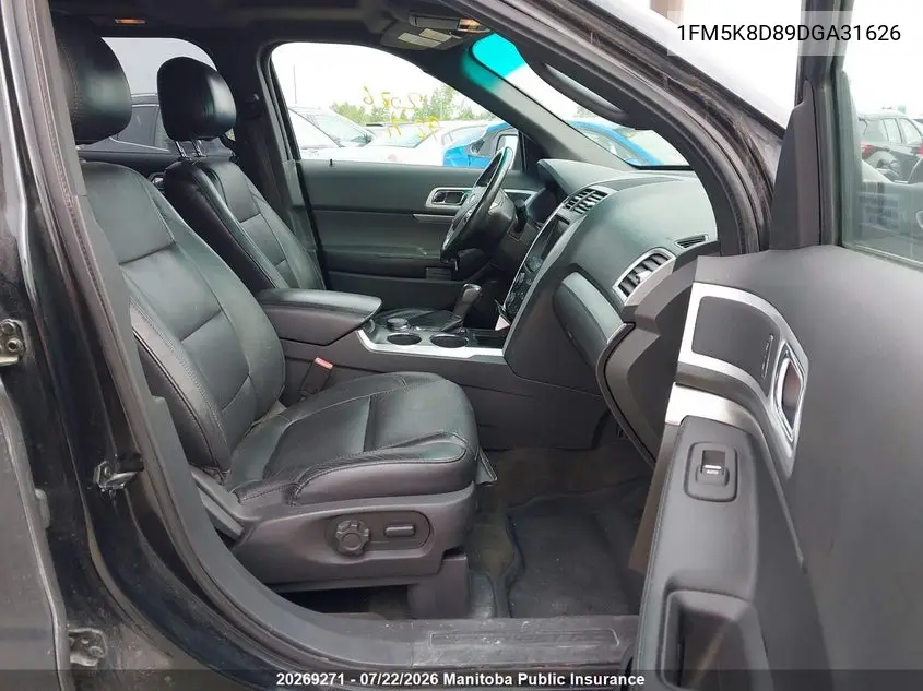 2013 Ford Explorer Xlt VIN: 1FM5K8D89DGA31626 Lot: 20269271