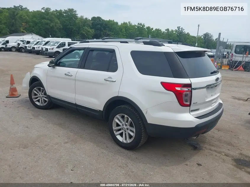 2014 Ford Explorer Xlt VIN: 1FM5K8D89EGB76716 Lot: 45693706