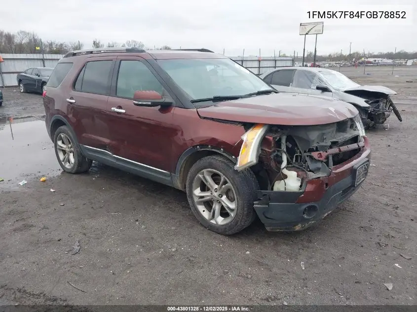 1FM5K7F84FGB78852 2015 Ford Explorer Limited