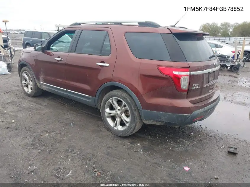 1FM5K7F84FGB78852 2015 Ford Explorer Limited