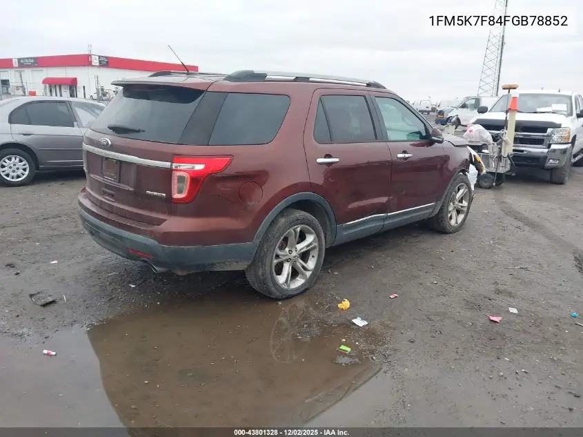 1FM5K7F84FGB78852 2015 Ford Explorer Limited