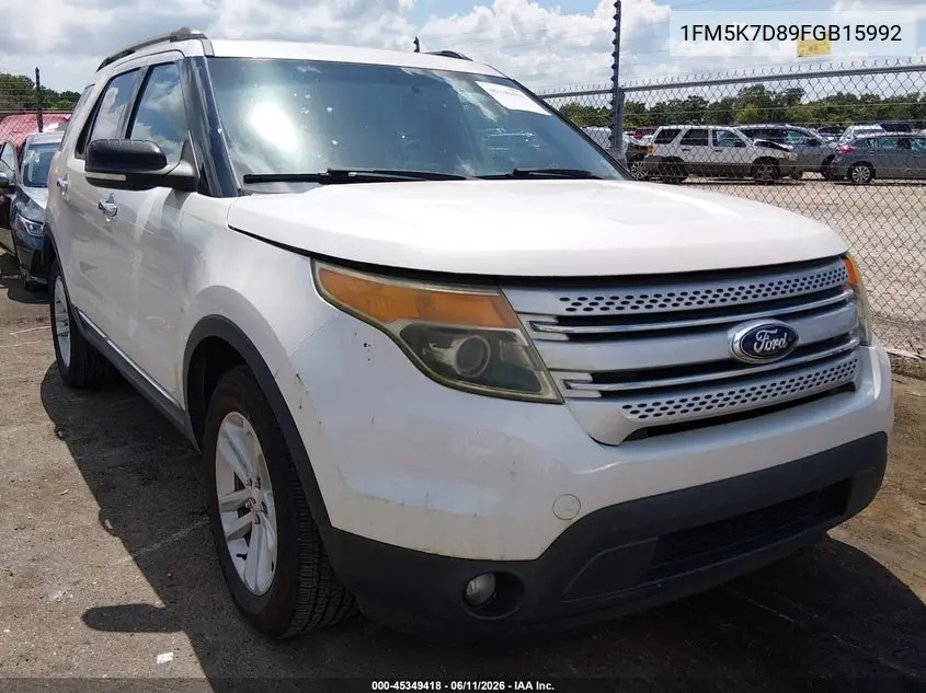 2015 Ford Explorer Xlt VIN: 1FM5K7D89FGB15992 Lot: 45349418