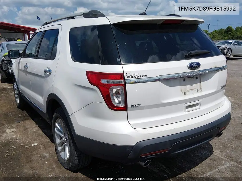 2015 Ford Explorer Xlt VIN: 1FM5K7D89FGB15992 Lot: 45349418