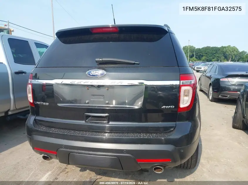 2015 Ford Explorer Limited VIN: 1FM5K8F81FGA32575 Lot: 45628970