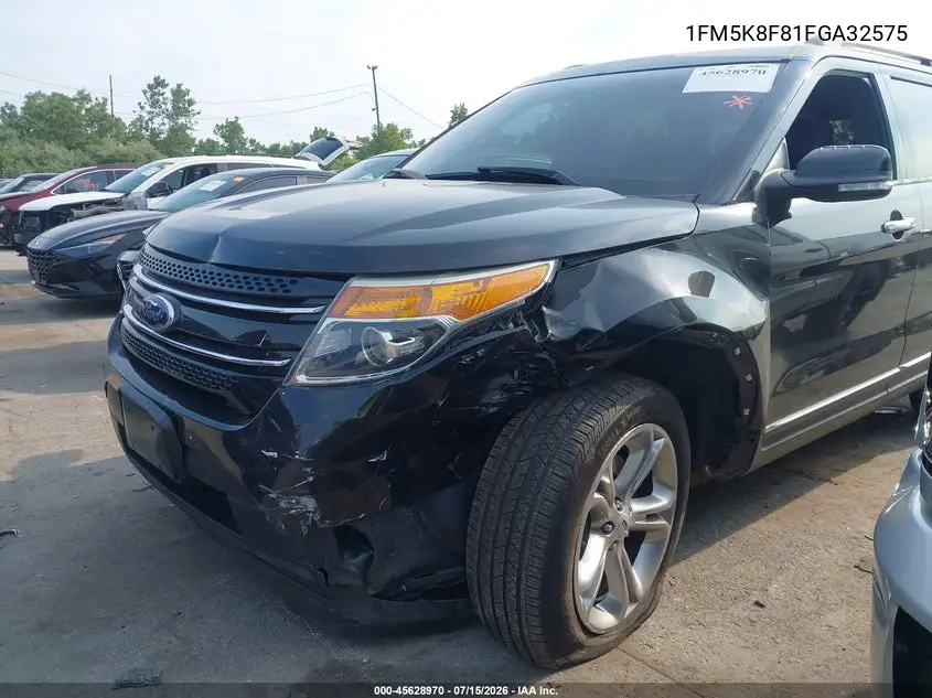 2015 Ford Explorer Limited VIN: 1FM5K8F81FGA32575 Lot: 45628970