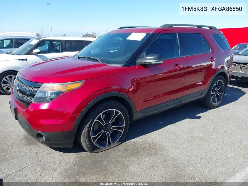2015 Ford Explorer Sport VIN: 1FM5K8GTXFGA86850 Lot: 45695712