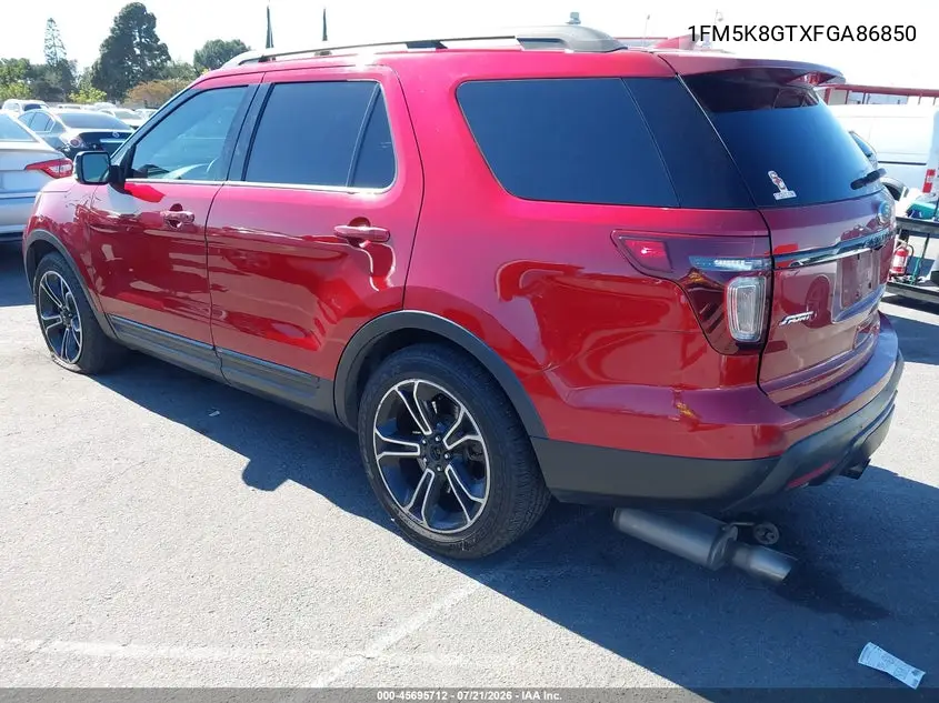 2015 Ford Explorer Sport VIN: 1FM5K8GTXFGA86850 Lot: 45695712