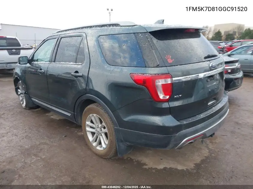 1FM5K7D81GGC91520 2016 Ford Explorer Xlt