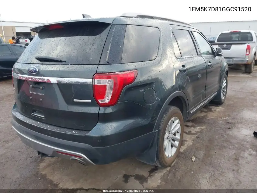 1FM5K7D81GGC91520 2016 Ford Explorer Xlt