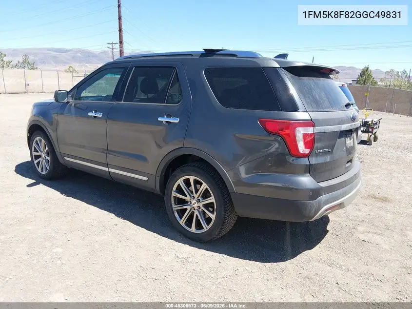 2016 Ford Explorer Limited VIN: 1FM5K8F82GGC49831 Lot: 45305973