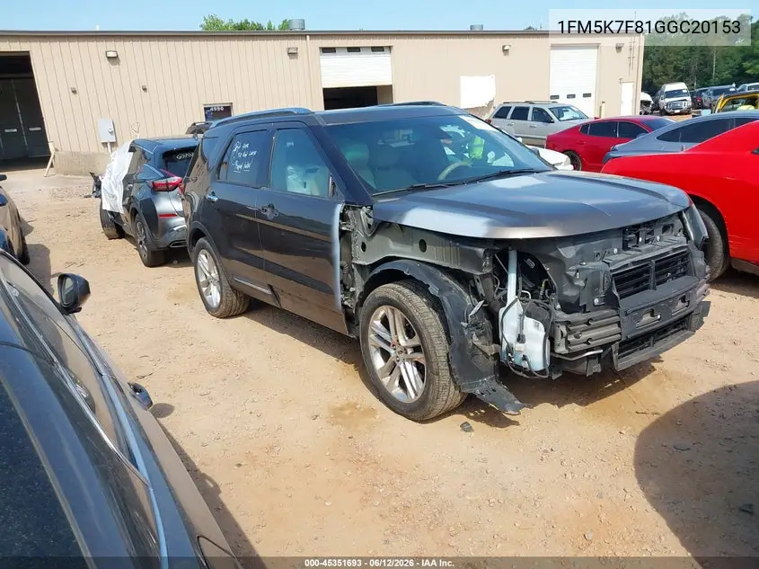 2016 Ford Explorer Limited VIN: 1FM5K7F81GGC20153 Lot: 45351693