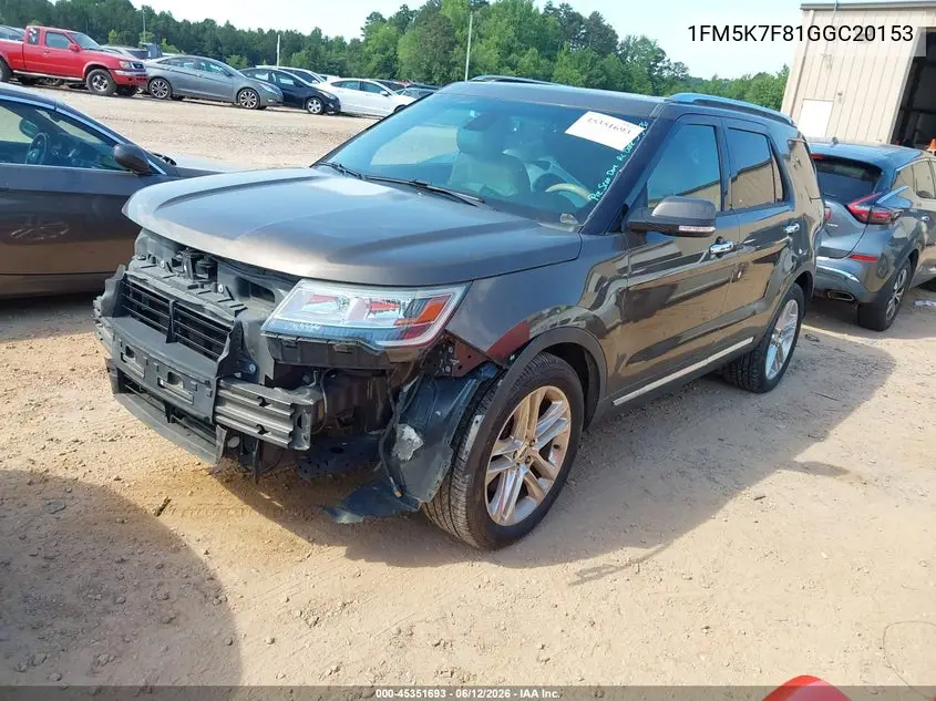 2016 Ford Explorer Limited VIN: 1FM5K7F81GGC20153 Lot: 45351693