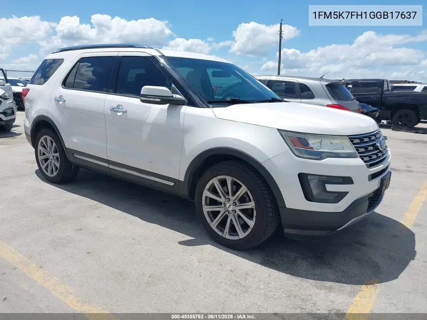 2016 Ford Explorer Limited VIN: 1FM5K7FH1GGB17637 Lot: 45355763