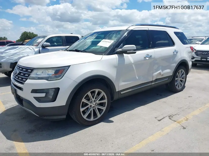 2016 Ford Explorer Limited VIN: 1FM5K7FH1GGB17637 Lot: 45355763