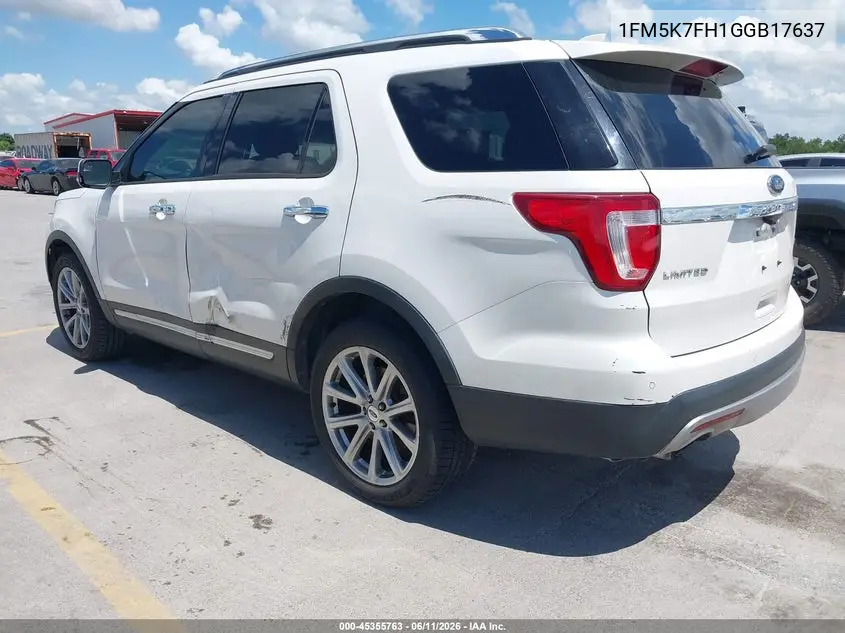 2016 Ford Explorer Limited VIN: 1FM5K7FH1GGB17637 Lot: 45355763