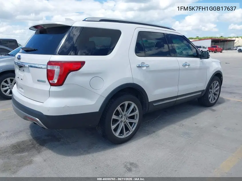 2016 Ford Explorer Limited VIN: 1FM5K7FH1GGB17637 Lot: 45355763