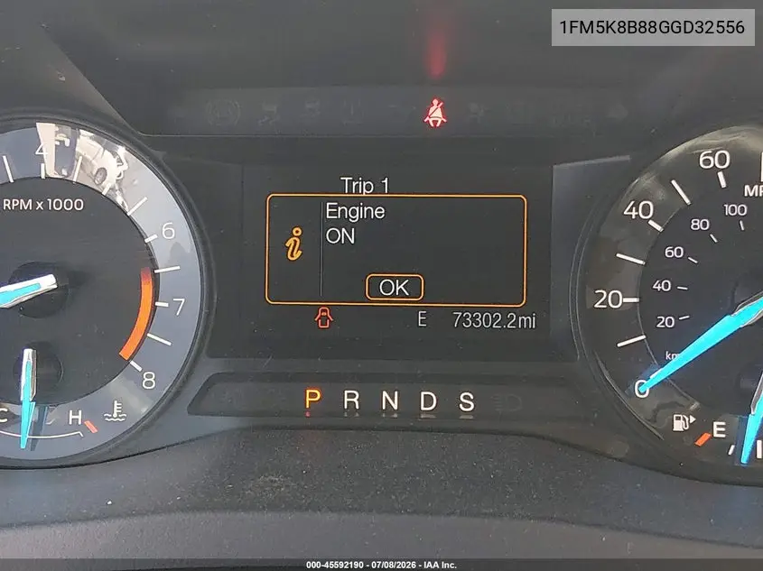 2016 Ford Explorer VIN: 1FM5K8B88GGD32556 Lot: 45592190