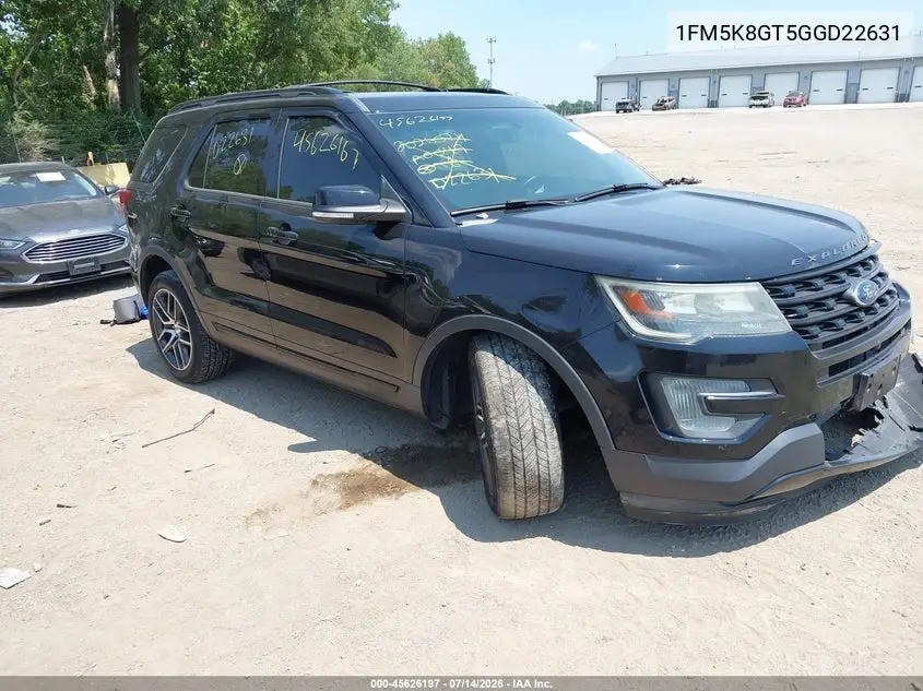 2016 Ford Explorer Sport VIN: 1FM5K8GT5GGD22631 Lot: 45626197
