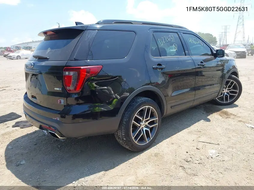 2016 Ford Explorer Sport VIN: 1FM5K8GT5GGD22631 Lot: 45626197