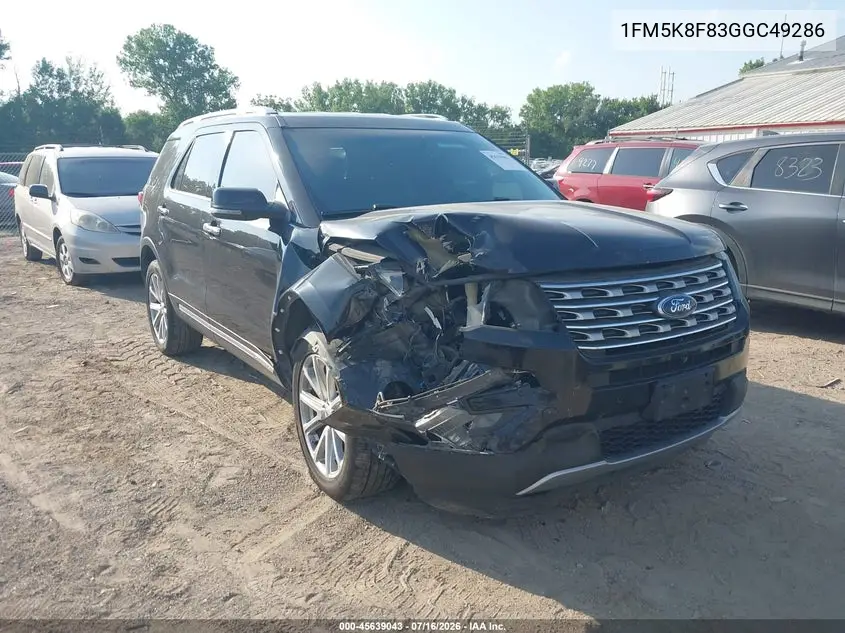 2016 Ford Explorer Limited VIN: 1FM5K8F83GGC49286 Lot: 45639043