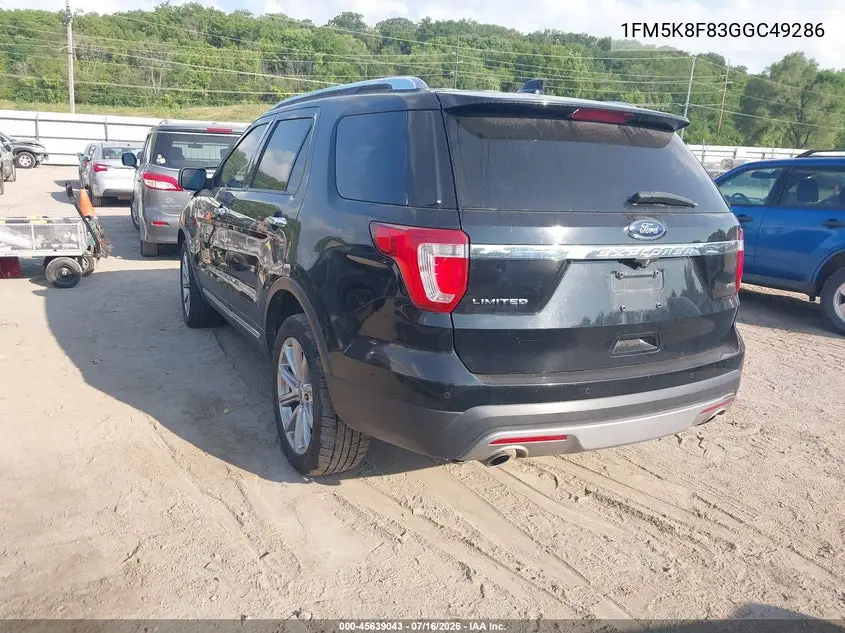 2016 Ford Explorer Limited VIN: 1FM5K8F83GGC49286 Lot: 45639043