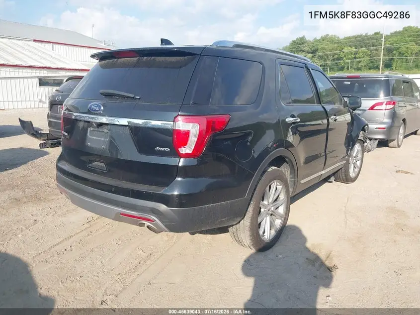 2016 Ford Explorer Limited VIN: 1FM5K8F83GGC49286 Lot: 45639043