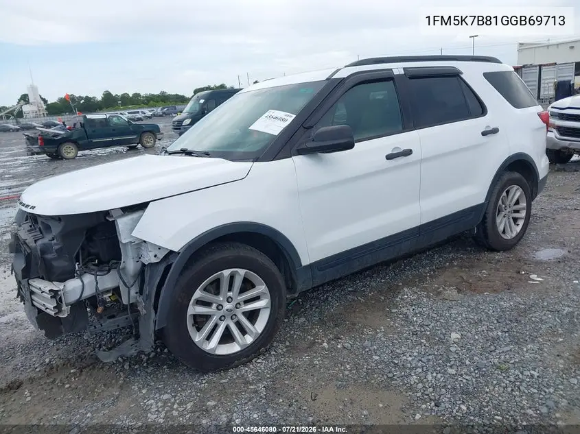 2016 Ford Explorer VIN: 1FM5K7B81GGB69713 Lot: 45646080