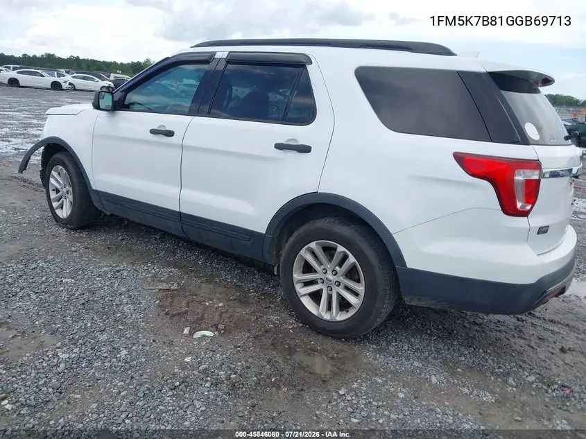 2016 Ford Explorer VIN: 1FM5K7B81GGB69713 Lot: 45646080