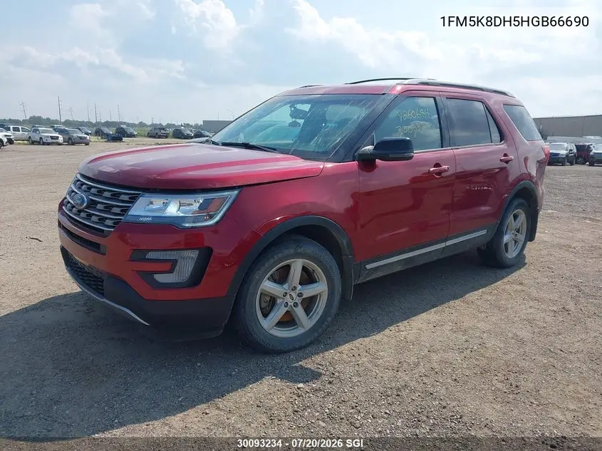 2017 Ford Explorer Xlt VIN: 1FM5K8DH5HGB66690 Lot: 30093234