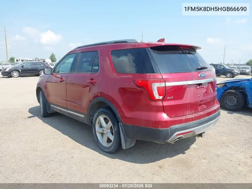 2017 Ford Explorer Xlt VIN: 1FM5K8DH5HGB66690 Lot: 30093234