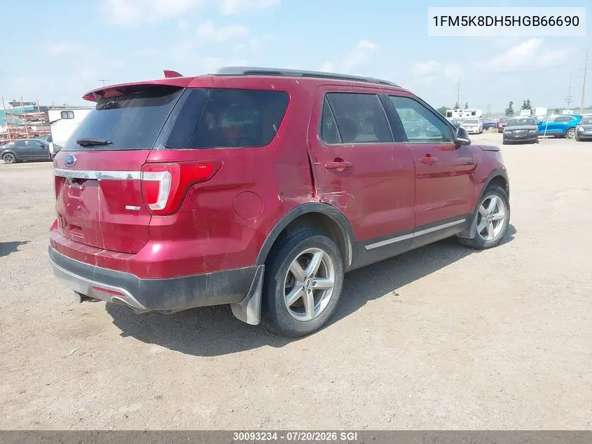 2017 Ford Explorer Xlt VIN: 1FM5K8DH5HGB66690 Lot: 30093234
