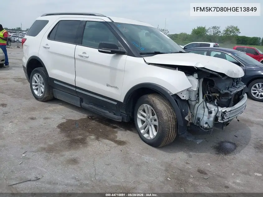 1FM5K7D80HGE13849 2017 Ford Explorer Xlt