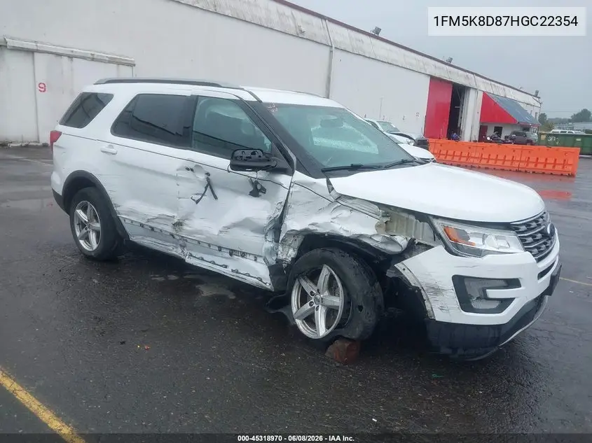2017 Ford Explorer Xlt VIN: 1FM5K8D87HGC22354 Lot: 45318970