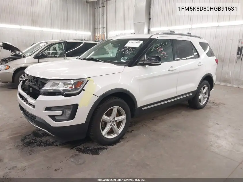2017 Ford Explorer Xlt VIN: 1FM5K8D80HGB91531 Lot: 45325509