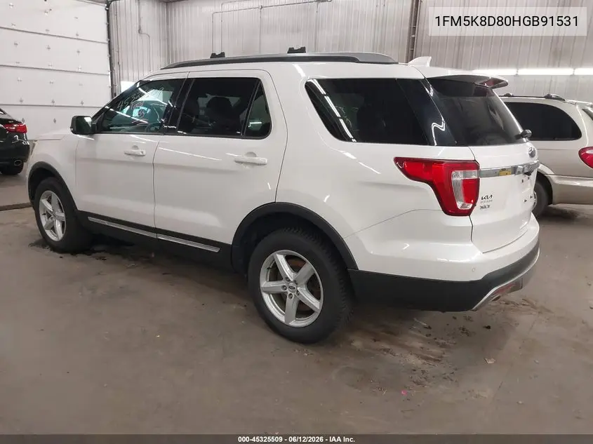 2017 Ford Explorer Xlt VIN: 1FM5K8D80HGB91531 Lot: 45325509