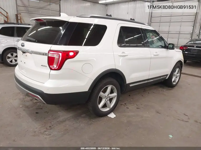 2017 Ford Explorer Xlt VIN: 1FM5K8D80HGB91531 Lot: 45325509