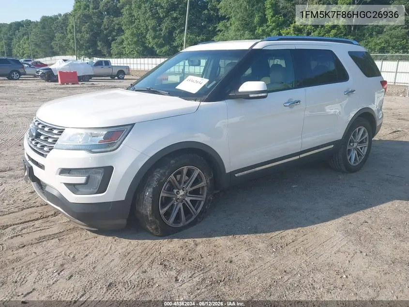 2017 Ford Explorer Limited VIN: 1FM5K7F86HGC26936 Lot: 45362034