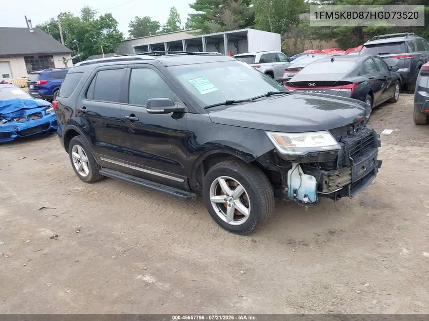 2017 Ford Explorer Xlt VIN: 1FM5K8D87HGD73520 Lot: 45657796