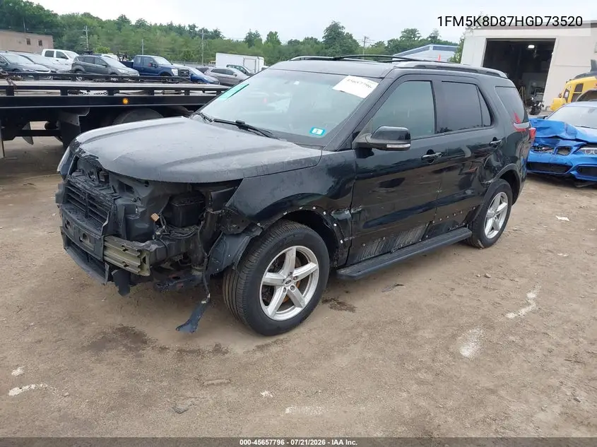 2017 Ford Explorer Xlt VIN: 1FM5K8D87HGD73520 Lot: 45657796