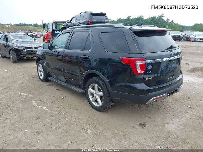 2017 Ford Explorer Xlt VIN: 1FM5K8D87HGD73520 Lot: 45657796