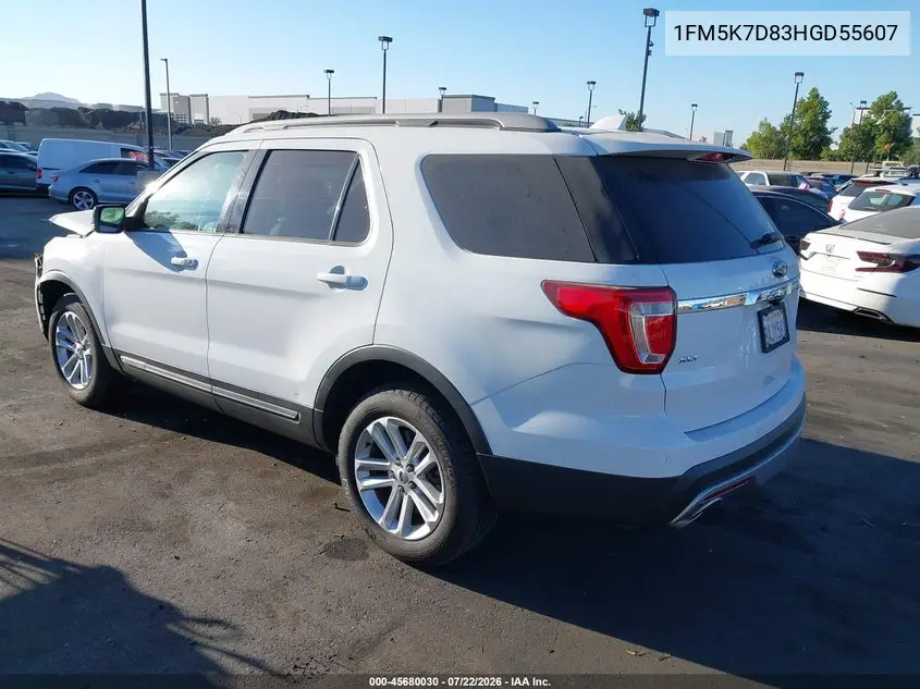 2017 Ford Explorer Xlt VIN: 1FM5K7D83HGD55607 Lot: 45680030