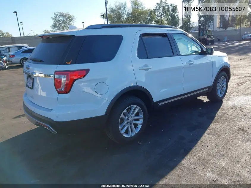 2017 Ford Explorer Xlt VIN: 1FM5K7D83HGD55607 Lot: 45680030