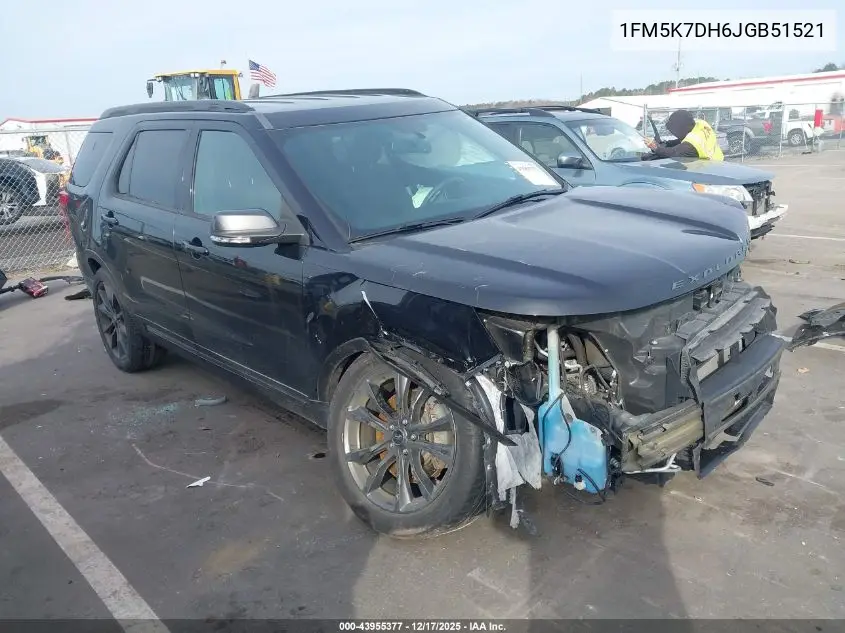 1FM5K7DH6JGB51521 2018 Ford Explorer Xlt