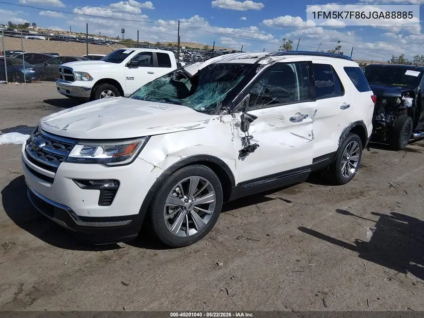 2018 Ford Explorer Limited VIN: 1FM5K7F86JGA88885 Lot: 45201040