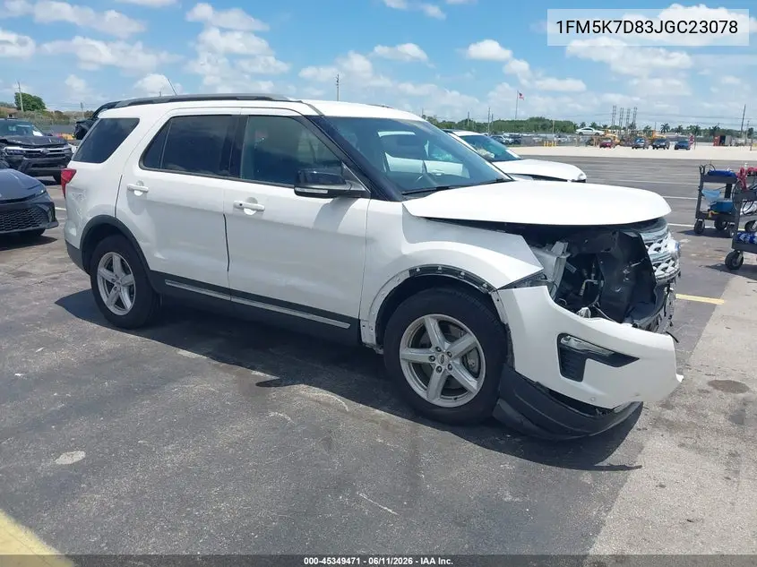 2018 Ford Explorer Xlt VIN: 1FM5K7D83JGC23078 Lot: 45349471